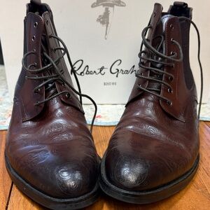 Robert Graham Men's Dark Brown Embossed Leather Boots
